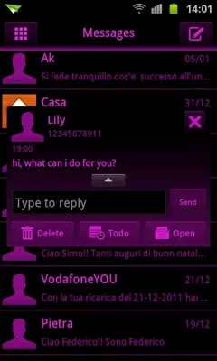 GO SMS Pink Black Neon Theme android App screenshot 0