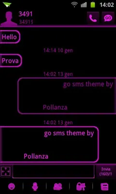 GO SMS Pink Black Neon Theme android App screenshot 1