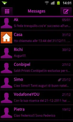 GO SMS Pink Black Neon Theme android App screenshot 2